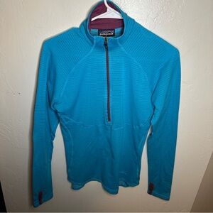 Patagonia Pullover Womens M Blue 1/2 Zip Waffle Regulator Polartec Winter Base
